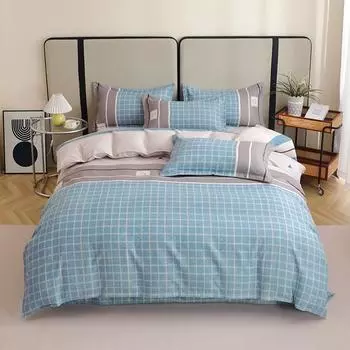 Комплект постельного белья с простым геометрическим узором в клетку, наволочка на молнии в японском стиле с наволочками, приятный для кожи комплект постельного белья 150x200cm Single 3Pc