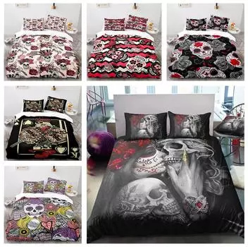 Комплект постельного белья с рисунком головы черепа, комплект постельного белья и наволочка, комплект постельного белья, AU/EU/US, полноразмерное украшение для дома Baby 100x135cm