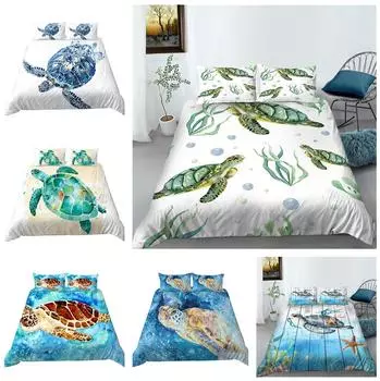 Комплект постельного белья с рисунком черепахи, чехол для постельного белья с наволочкой, одноместный/двойной полноразмерный домашний комплект постельного белья для Австралии, ЕС, США Baby 100x135cm