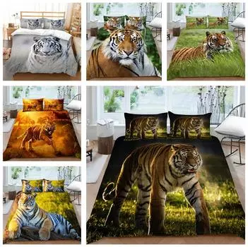 Комплект постельного белья с рисунком тигра, пододеяльник с животным принтом, наволочка, комплект постельного белья, AU/EU/US, полный размер, украшение для дома Baby 100x135cm
