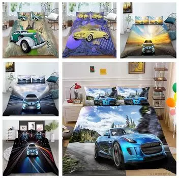 Комплект постельного белья с рисунком инструмента для путешествий, пододеяльник с принтом автомобиля, наволочка, домашний комплект постельного белья, AU/EU/US, полноразмерная односпальная/двуспальная кровать, украшение для дома Baby 100x135cm