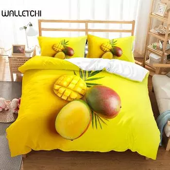 Комплект постельного белья с рисунком манго, одеяло с рисунком свежих фруктов, покрывало для детей, подростков, взрослых, комплект постельного белья размера «king-size», «queen-size», с наволочкой EU single(135x200cm)