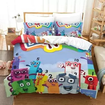 Комплект постельного белья с рисунком из мультфильмов, пододеяльник, постельный комплект, пододеяльник, наволочка, одеяло размера king-size для мальчиков и взрослых EU single(135x200cm)