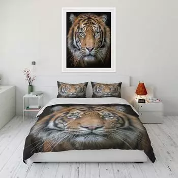 Комплект постельного белья с рисунком тигра Cute Bear Kawaii King Twin Double Child Bedding Set Microfiber or Polyester Duvet Cover Set EU single(135x200cm)