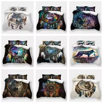 Комплект постельного белья с рисунком волка для дома, серия «Ловец снов», серия «Волк», постельное белье, наволочка, пододеяльник, AU240 * 270, очень большое украшение для дома Baby 100x135cm