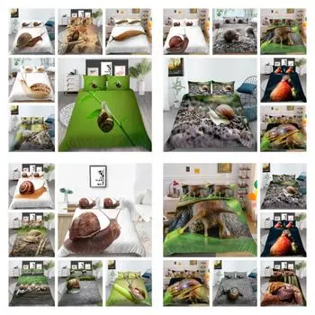 Комплект постельного белья с рисунком улиток и наволочкой, домашний текстиль, пододеяльник, наборы постельных принадлежностей, уникальный дизайн, 2/3 шт., постельный костюм UK Single 135x200cm