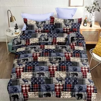 Комплект постельного белья с рисунком в деревенском стиле, мягкий, удобный, пододеяльник для спальни, гостевой комнаты (1*Пододеяльник + 2*Наволочки без сердцевины) 135X200cm