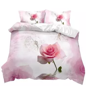 Комплект постельного белья с рисунком розового цвета Комплект постельного белья с рисунком розового цвета Комплект постельного белья с цветочным узором для девочек и женщин Элегантный комплект постельного белья из полиэстера 70x133cm 2pcs