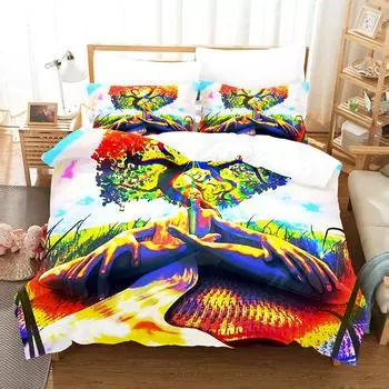 Комплект постельного белья с рисунком в виде абстрактного искусства и рисунком «Дерево жизни», размер King Queen для подростков, комплект постельного белья для детей с застежкой-молнией 70x133cm 2pcs