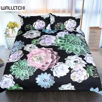 Комплект постельного белья с рисунком в виде суккулентов в цифровом стиле с 3D-принтом King Queen Double Full Twin Single Size EU single(135x200cm)