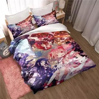 Комплект постельного белья с рисунком «Puella Magi Madoka Magica» King Twin Double Child Mircofiber Polyester Duvet Cover Sets 70x133cm 2pcs