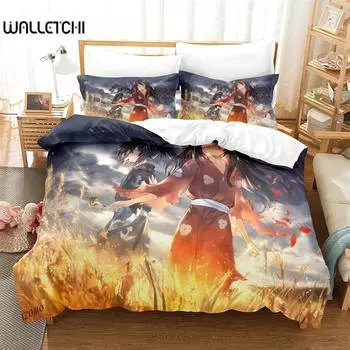 Комплект постельного белья с рисунком аниме Dororo в 3D-стиле, пододеяльник, одеяло, наволочка, размер King Queen Twin для мальчиков и девочек для взрослых 135x200cm 2pcs