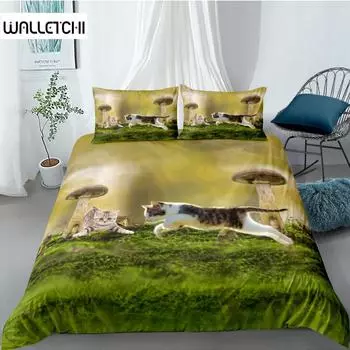 Комплект постельного белья с рисунком кошки для питомца Комплект постельного белья с милым котенком для девочек из микрофибры Twin Queen King Size EU single(135x200cm)