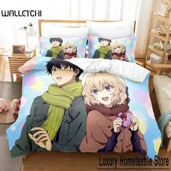 Комплект постельного белья с рисунком 3D Kyokou Suiri, пододеяльник с наволочкой, комплект постельного белья с украшением в виде спальни, односпальная кровать размера Queen для мальчиков и девочек 70x133cm 2pcs