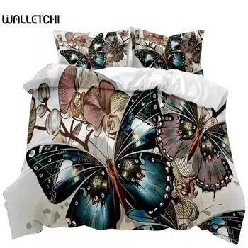 Комплект постельного белья с рисунком «Бабочка» Комплект постельного белья с рисунком «Ветка сливы» Мягкое постельное белье Twin Queen King Size Полиэстеровый чехол-кровать EU single(135x200cm)