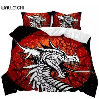 Комплект постельного белья с рисунком «Дракон» с изображением белого дракона в японском стиле Tatsu Folk Noble Monster Twin Комплект постельного белья Double Queen King Полиэстеровый чехол для одеяла EU single(135x200cm)