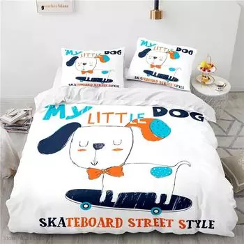 Комплект постельного белья с рисунком «Мой маленький пёсик», 3D-наволочка для детей, мальчиков и девочек, двуспальное постельное белье размера «king-size» 135x200cm
