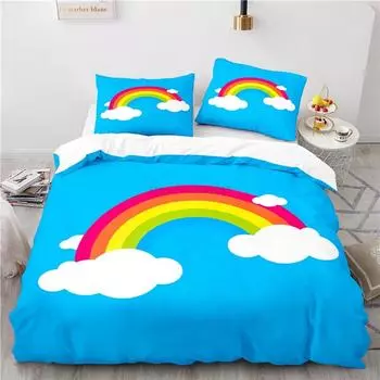 Комплект постельного белья с рисунком «Голубая радуга» 3D, пододеяльник с наволочкой, домашний текстиль, двуспальное постельное белье размера «king-size» 135x200cm