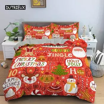 Комплект постельного белья с рисунком Санта-Клауса, рождественский олень, комплект пододеяльников для детей, мальчиков и девочек, пододеяльник из полиэстера Queen EU single(135x200cm)