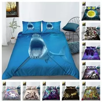 Комплект постельного белья с роскошным 3D-принтом, пуховые пододеяльники и наволочки с животными и другими предметами, 2/3 предмета AU240 * * 270 Украшение дома Baby 100x135cm