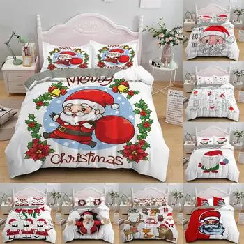 Комплект постельного белья с рождественским принтом, одеяло и наволочка с изображением Санта-Клауса, размер AU/EU/US, двуспальная кровать/двуспальная кровать полного размера DE 100x135cm