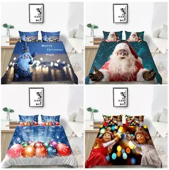 Комплект постельного белья с рождественской тематикой, пододеяльник и наволочка, односпальная/двуспальная кровать, полноразмерный мягкий удобный пододеяльник, украшение для дома DE 100x135cm