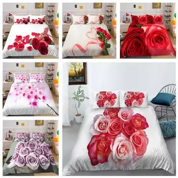 Комплект постельного белья с розовым узором, пододеяльник, наволочка для спальни, очень большой, полноразмерный комплект постельного белья, украшение для дома Baby 100x135cm