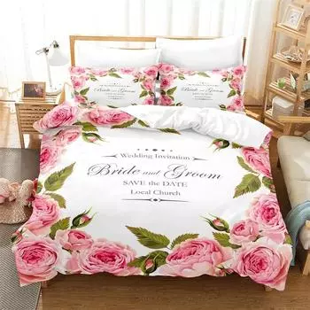 Комплект постельного белья с розовыми розами, комплект пододеяльников с 3D-цифровой печатью, покрывало размера Queen King Size для девочек, модный дизайн спальни 70x133cm 2pcs