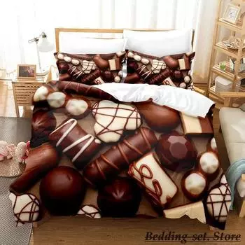 Комплект постельного белья с шоколадным узором, односпальная кровать, двуспальная кровать, двуспальная кровать, комплект постельного белья для взрослых и детей, комплект пододеяльников, аниме-кровать Parure de lit 70x133cm 2pcs
