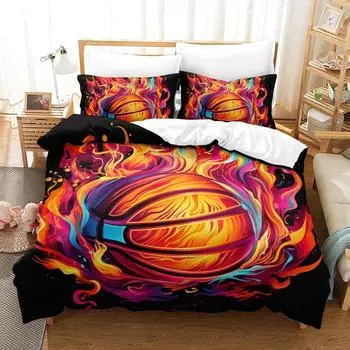 Комплект постельного белья с синим шаром и 3D узором для мальчиков и девочек, односпальная кровать размера «queen-size», пододеяльник, наволочка, кровать, модный домашний текстиль для детей и взрослых DE 135x200cm