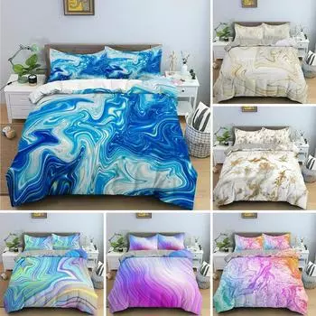 Комплект постельного белья с современным 3D-узором, пододеяльник, пастельный цвет, мраморный рисунок, чехол, комплект постельного белья из полиэстера, 12 наволочек 70x133cm 2pcs