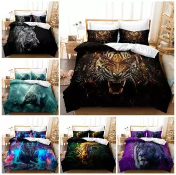 Комплект постельного белья с тигровым принтом, пододеяльник с рисунком тигра, наволочка, домашний комплект постельного белья, AU/EU/US, полноразмерная односпальная/двуспальная кровать, украшение для дома Baby 100x135cm