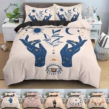 Комплект постельного белья с узором «жест» в буддийском стиле, комплект постельного белья с двумя односпальными кроватями и наволочкой 70x133cm 2pcs