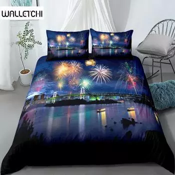 Комплект постельного белья с видом на город, Дубай, ночной вид на город, односпальная кровать, двуспальная кровать размера «king-size», комплект постельного белья для взрослых, 2/3 шт., мягкое одеяло, покрывало EU single(135x200cm)