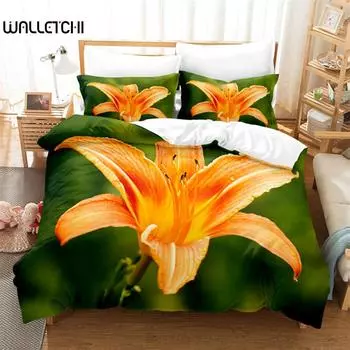 Комплект постельного белья с желтыми цветами Queen, комплект пододеяльников, постельное белье с цифровой печатью, комплект пододеяльника King Size, комплект постельного белья EU single(135x200cm)