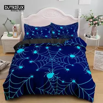 Комплект постельного белья Scary Spider Queen Size, мягкий пододеяльник с 3D-принтом, комплект постельного белья с наволочками на тему Хэллоуина, декор для спальни EU single(135x200cm)