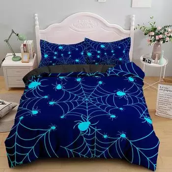 Комплект постельного белья Scary Spider Queen Size, мягкий пододеяльник с 3D-принтом, комплект постельного белья с наволочками на тему Хэллоуина, декор для спальни EU single(135x200cm)