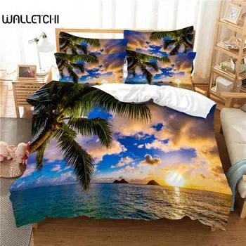 Комплект постельного белья Seaside, комплект пододеяльников, комплект постельного белья с 3D-печатью, комплект постельного белья размера Queen, модный дизайн EU single(135x200cm)