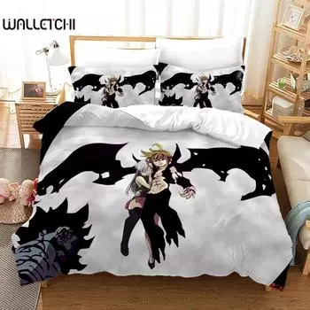 Комплект постельного белья «Семь смертных грехов» односпальный двуспальный двуспальный двуспальный комплект постельного белья в стиле аниме для подростковой спальни пододеяльник простыня EU Single 135x200cm