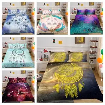 Комплект постельного белья серии 3D Star Sky Dream Catcher с пододеяльником и наволочкой со звездным узором, комплект постельного белья из 2/3 предметов из микрофибры Baby 100x135cm