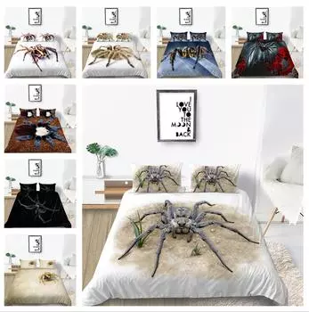 Комплект постельного белья серии 3D Spider, одеяло и наволочка со страшным червячным пухом, 2/3 кусочка ткани из микрофибры, полноразмерное моющееся украшение для дома Baby 100x135cm