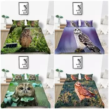 Комплект постельного белья серии «Сова» Постельное белье для спальни Одеяло и наволочка Простыня/двуспальная кровать Полный размер 2/3 шт. Украшение дома Baby 100x135cm
