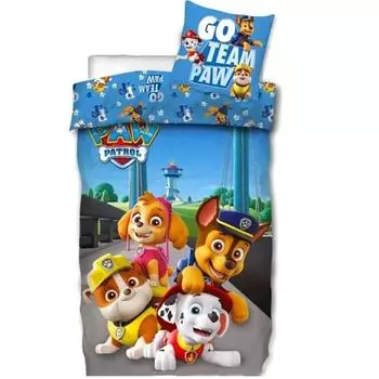 Комплект постельного белья «Щенячий патруль» — пододеяльник одинарный — 140 х 200, одна наволочка 63 х 63.