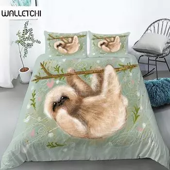 Комплект постельного белья Sloth Twin Queen Full Size, комплект постельного белья с рисунком Sloth для детей, девочек и мальчиков, чехол для одеяла с принтом Sloth EU single(135x200cm)