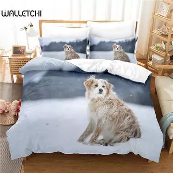 Комплект постельного белья Snow Dog, комплект пододеяльников, постельное белье с 3D-печатью, комплект постельного белья размера Queen, модный дизайн EU single(135x200cm)