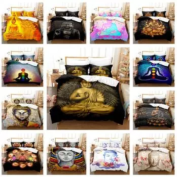 Комплект постельного белья со статуей Будды 3D для буддистов, одеяла и наволочки, 2/3 шт. AU180 * 210, односпальная/двуспальная кровать, мягкий моющийся домашний текстиль Baby 100x135cm