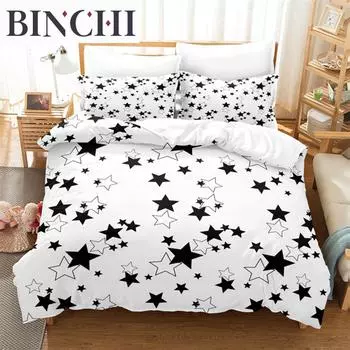Комплект постельного белья со звездами, комплект пододеяльников, постельное белье с 3D-печатью, комплект постельного белья размера «queen size», модный дизайн EU single(135x200cm)