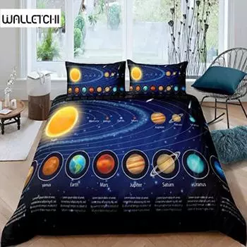 Комплект постельного белья «Солнечная система» Twin King Microfiber Outside Space Galaxy Комплект постельного белья «Вселенная Планета Астрономия» King Size Покрывало для пододеяльника EU single(135x200cm)