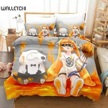 Комплект постельного белья Splatoon Single Twin Full Queen King Size Kawaii Boysgirls Комплект постельного белья Aldult Boys Bedroom Duvetcover Sets 3D Print 011 70x133cm 2pcs