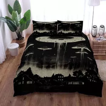 Комплект постельного белья Spooky Ufo Halloween Duvet Cover Set King Queen Double Full Twin Single Size 140x200cm